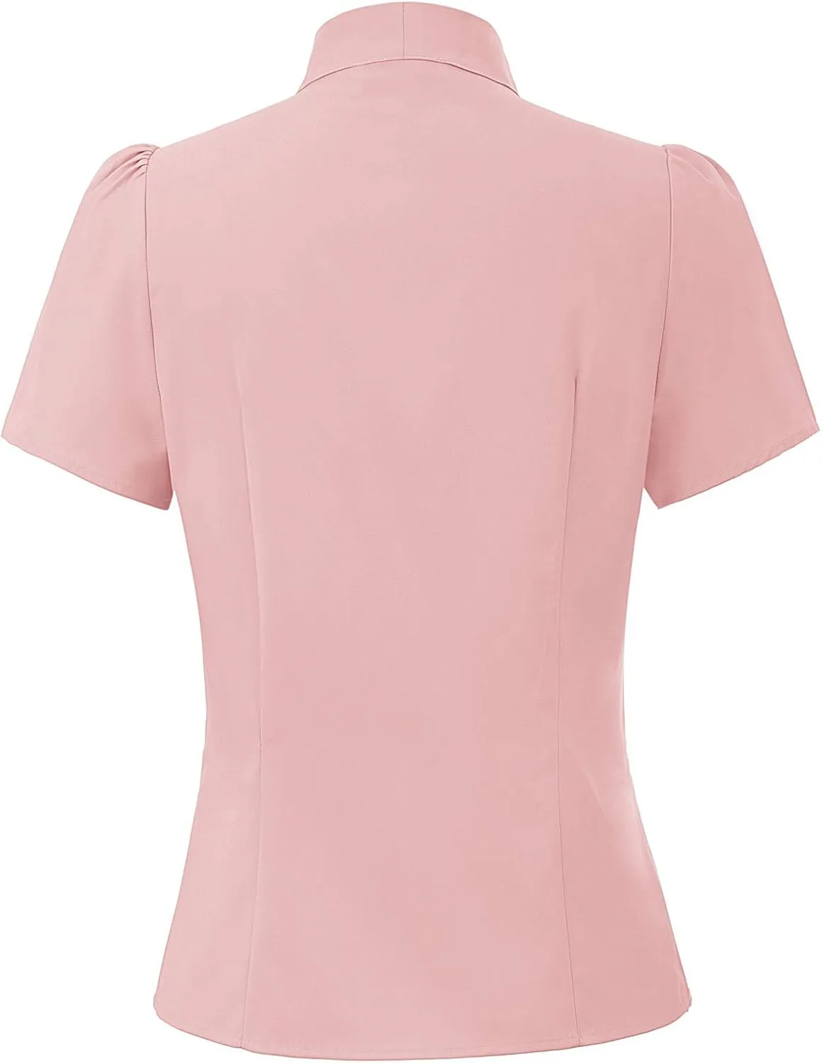 Belle Poque Summer Short Sleeve Office Button Down Blouse Stripe Shirt Tops with Bow Tie BP573