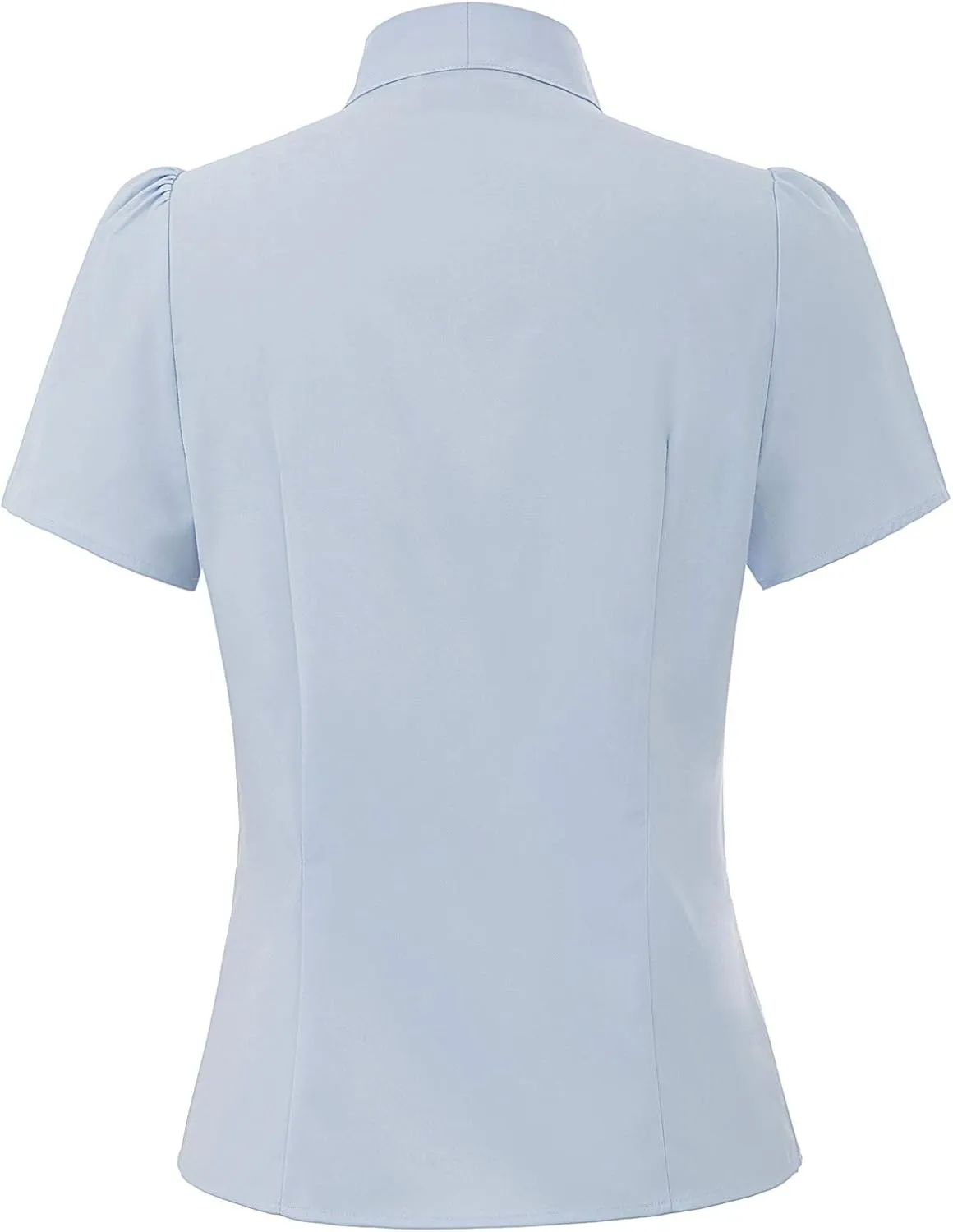 Belle Poque Summer Short Sleeve Office Button Down Blouse Stripe Shirt Tops with Bow Tie BP573