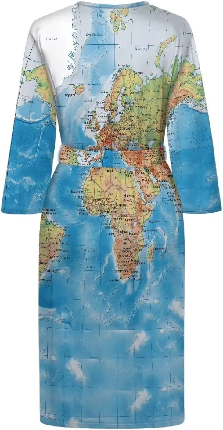 Biyejit Women Kimono Robes Full Length Bathrobe Lightweight Soft Sleepwear V-neck Casual Ladies Loungewear S-XXL