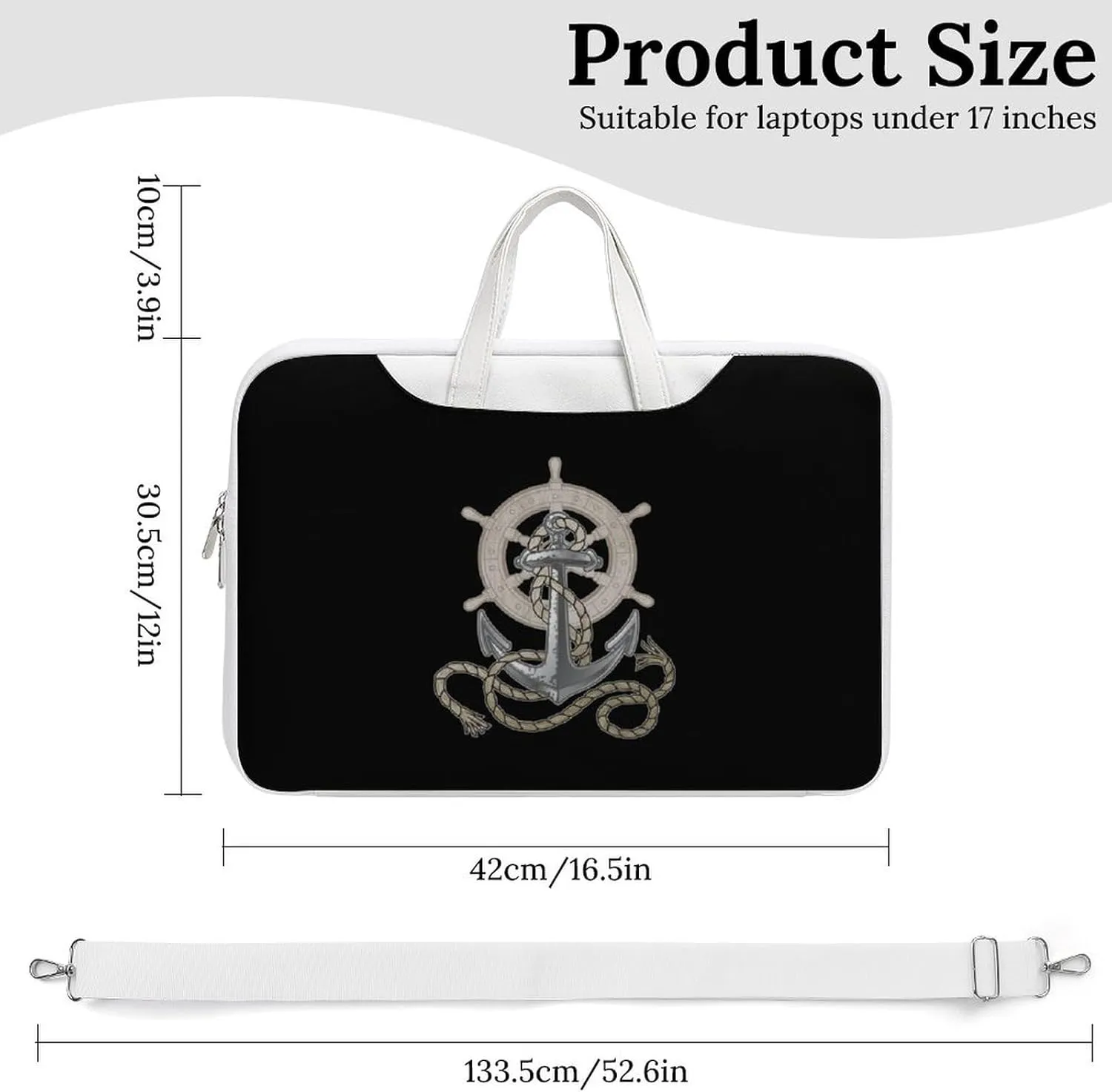 Boat Anchors And Rudder Leather Bag Laptop Case Slim Water Resistant Computer Bags with Handle Briefcase for Work