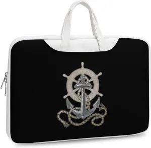 Boat Anchors And Rudder Leather Bag Laptop Case Slim Water Resistant Computer Bags with Handle Briefcase for Work