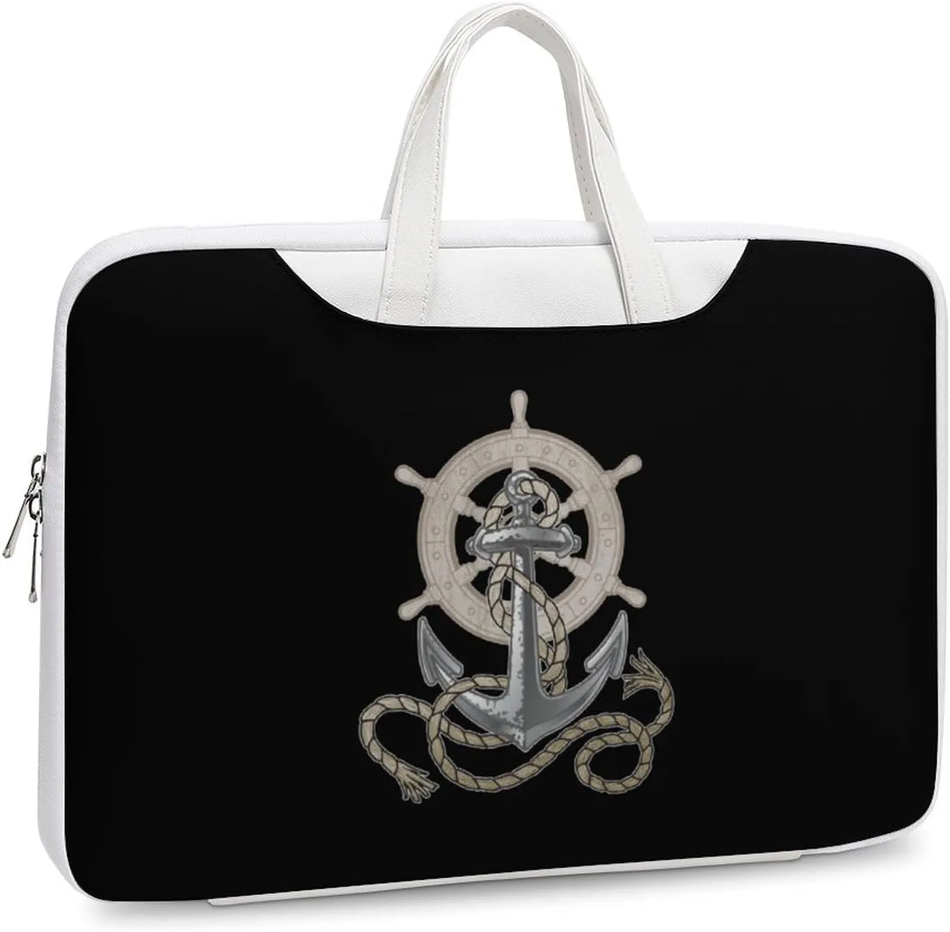 Boat Anchors And Rudder Leather Bag Laptop Case Slim Water Resistant Computer Bags with Handle Briefcase for Work