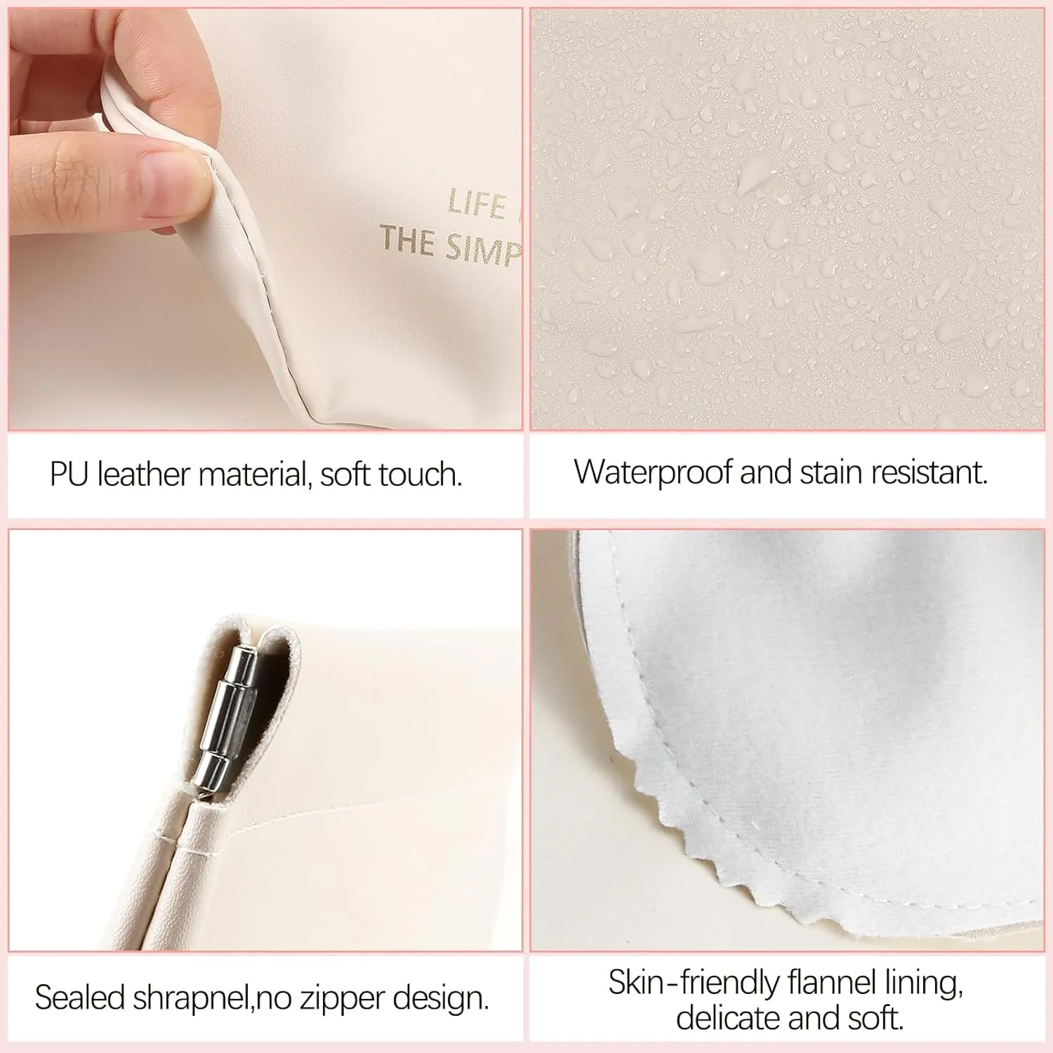 Boobeen 2 Pcs Small Makeup Bags for Purse, Pocket Cosmetic Bags, Squeeze Top Pocket Makeup Bag No Zipper Make up Pouch for Women Waterproof Multifunctional Travel Storage Pouch
