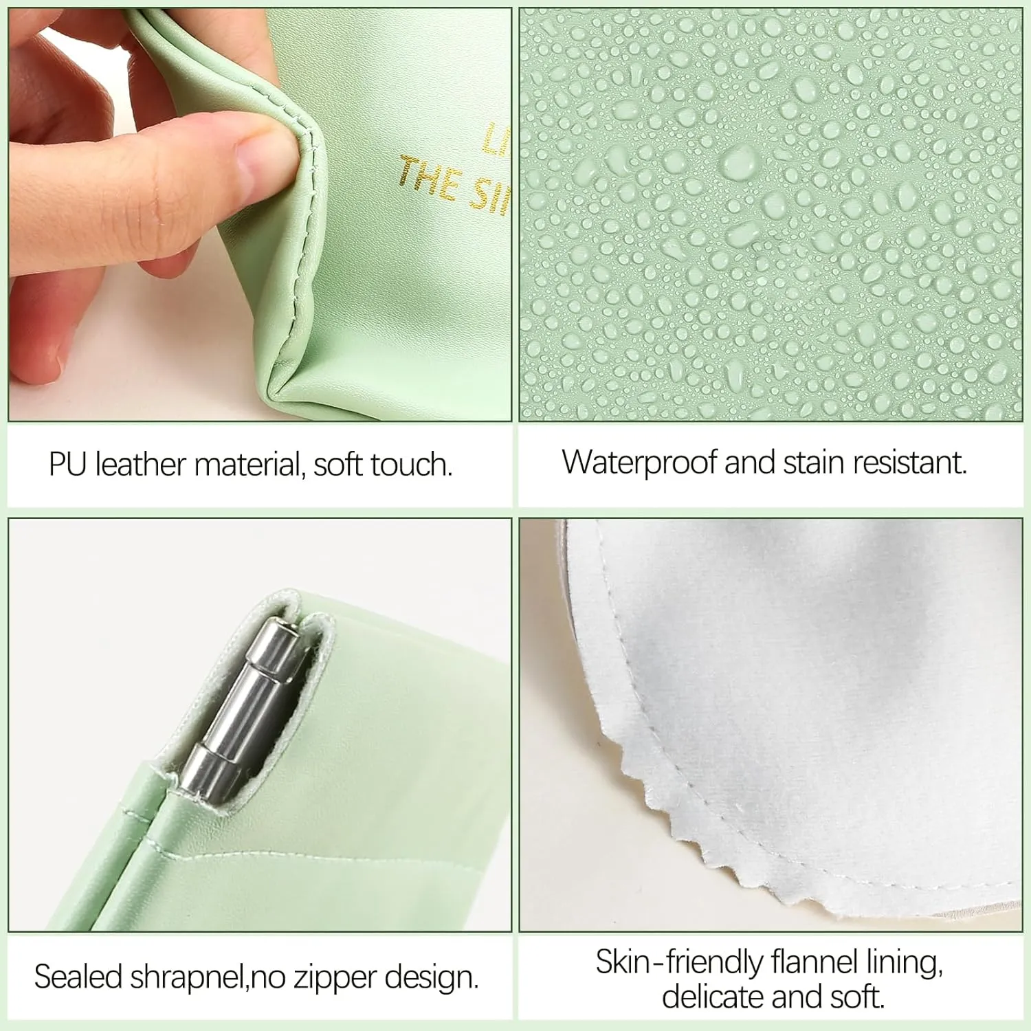 Boobeen 2 Pcs Small Makeup Bags for Purse, Pocket Cosmetic Bags, Squeeze Top Pocket Makeup Bag No Zipper Make up Pouch for Women Waterproof Multifunctional Travel Storage Pouch