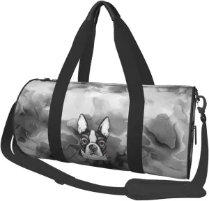 Boston Terrier Convertible Garment Bag with Shoulder Strap, Carry on Garment Duffel Bag for Men Women - Rolling Foldable for Travel Luggage Bags (Black)