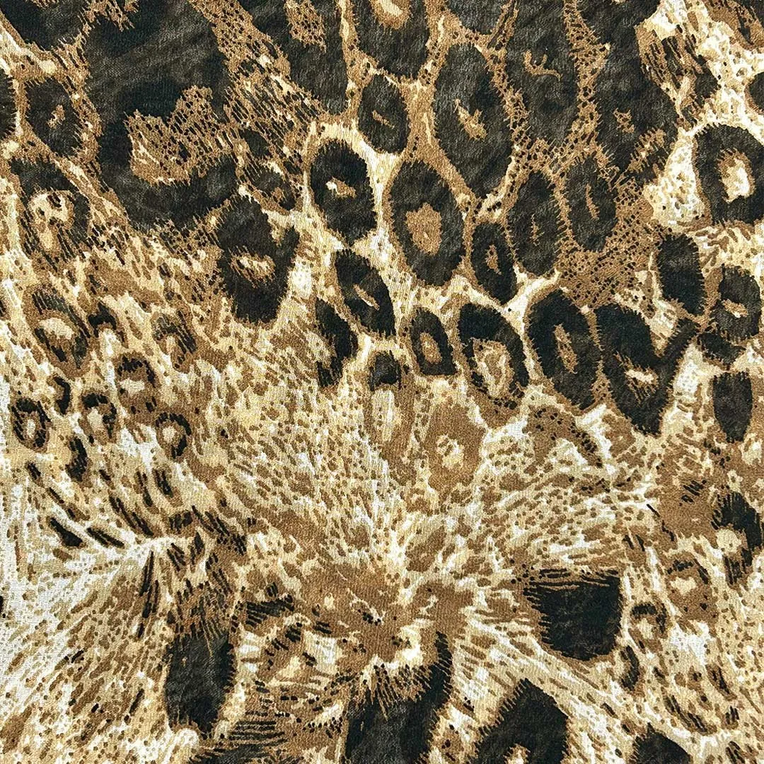 Brown & Black Abstract Printed Georgette Fabric (Wholesale)