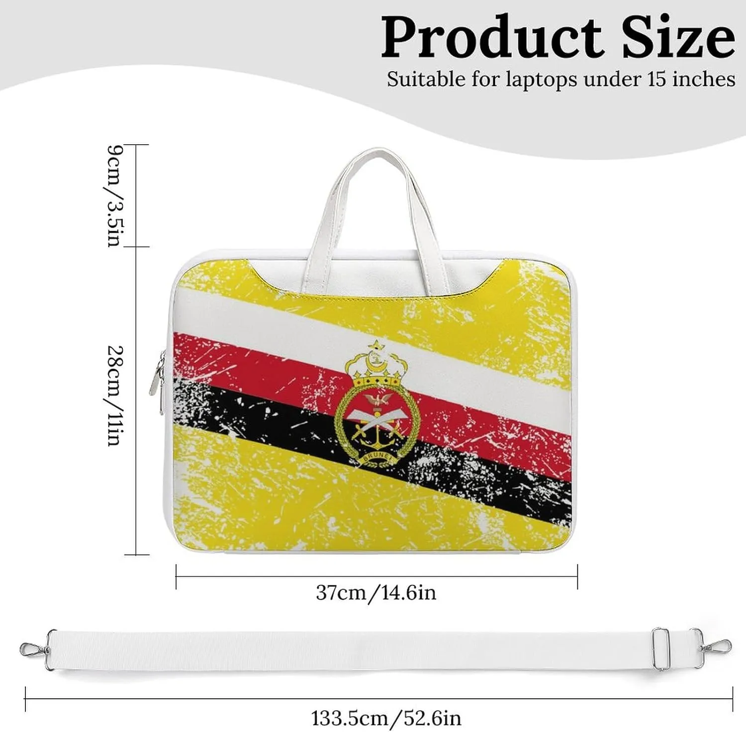 Brunei Vintage Flag Leather Bag Laptop Case Slim Water Resistant Computer Bags with Handle Briefcase for Work
