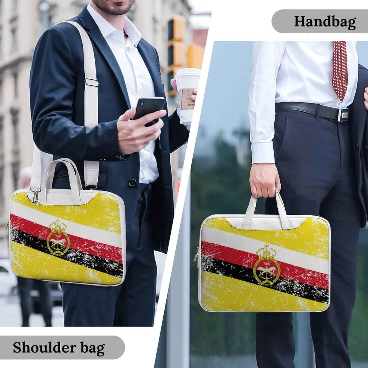 Brunei Vintage Flag Leather Bag Laptop Case Slim Water Resistant Computer Bags with Handle Briefcase for Work
