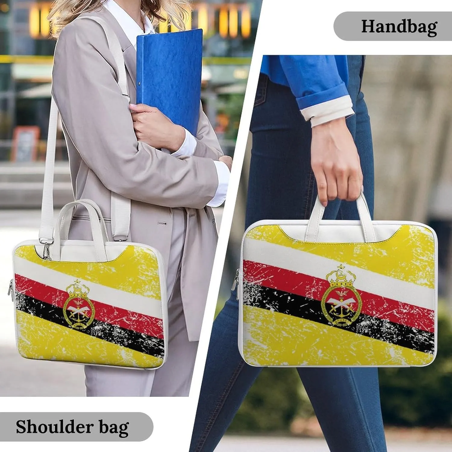 Brunei Vintage Flag Leather Bag Laptop Case Slim Water Resistant Computer Bags with Handle Briefcase for Work