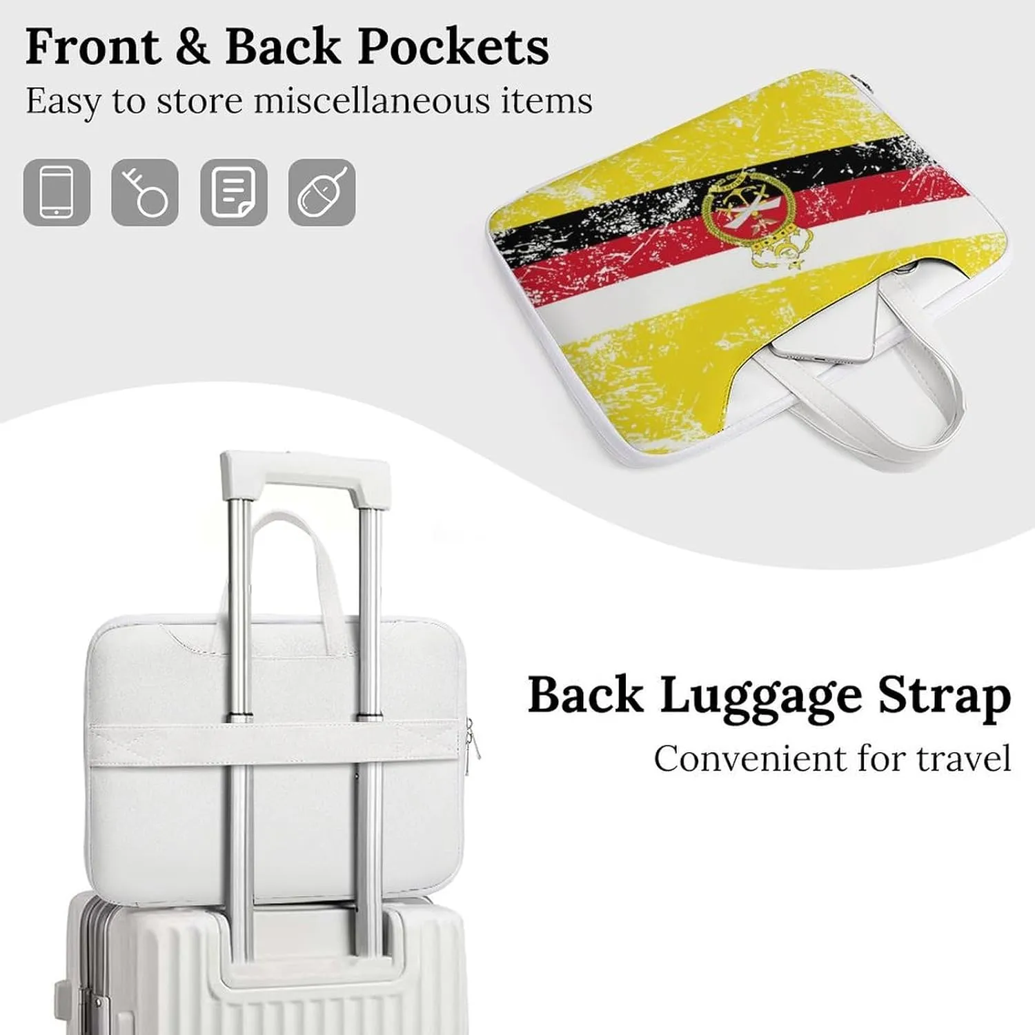 Brunei Vintage Flag Leather Bag Laptop Case Slim Water Resistant Computer Bags with Handle Briefcase for Work