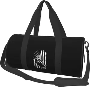 Bull Riding American Flag Convertible Garment Bag with Shoulder Strap, Carry on Garment Duffel Bag for Men Women - Rolling Foldable for Travel Luggage Bags (Black)