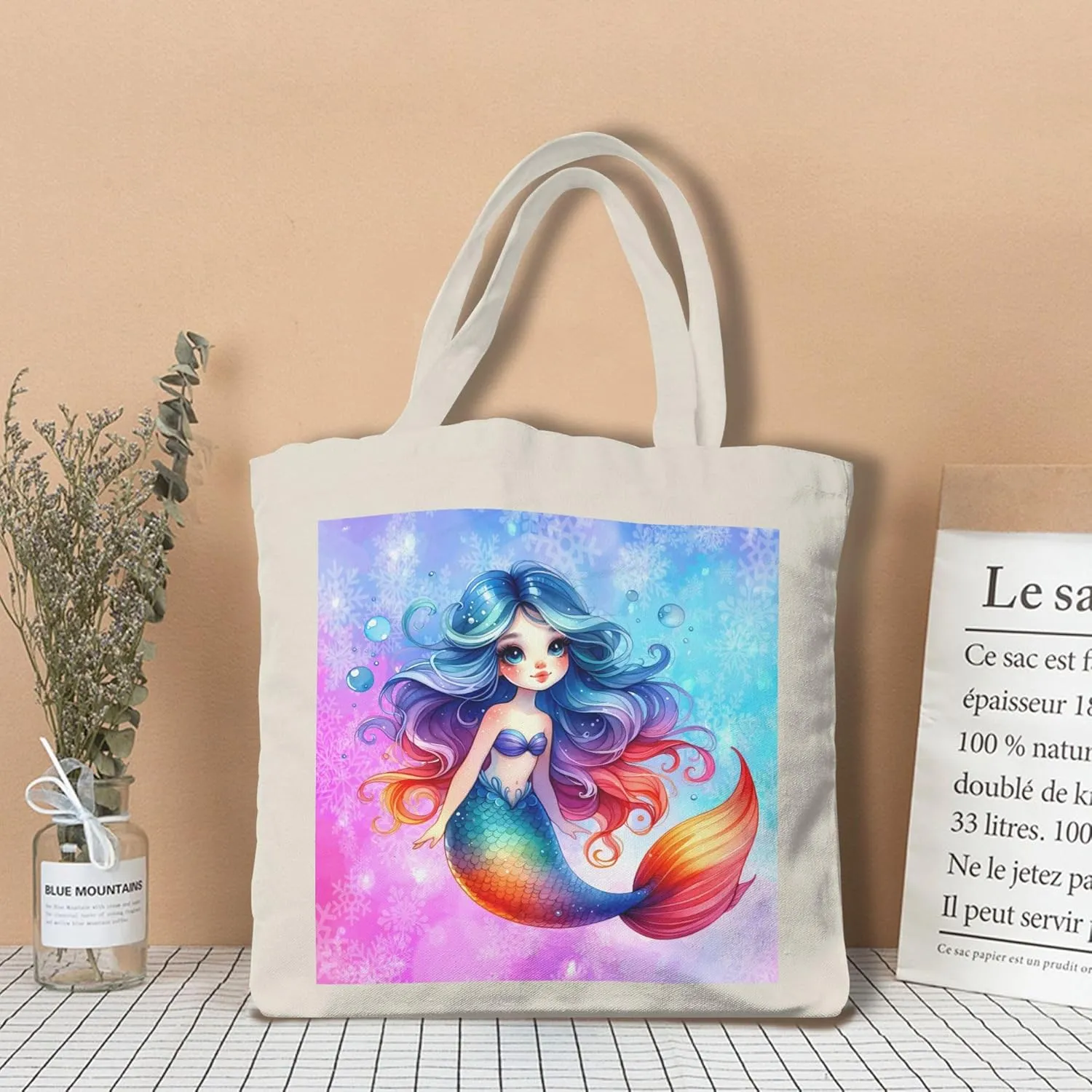 Canvas Tote Bag for Women Weekender Travel Bags Reusable Grocery Bags with Handles Aesthetic Shoulder Tote
