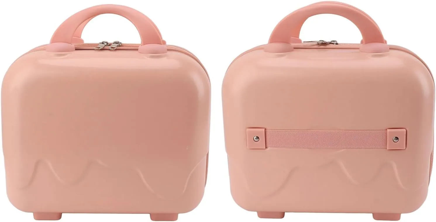 Carry On Luggage, Lightweight Travel Cosmetic Case 14 Inch Large Capacity Anti Scratch for Train (Pink)