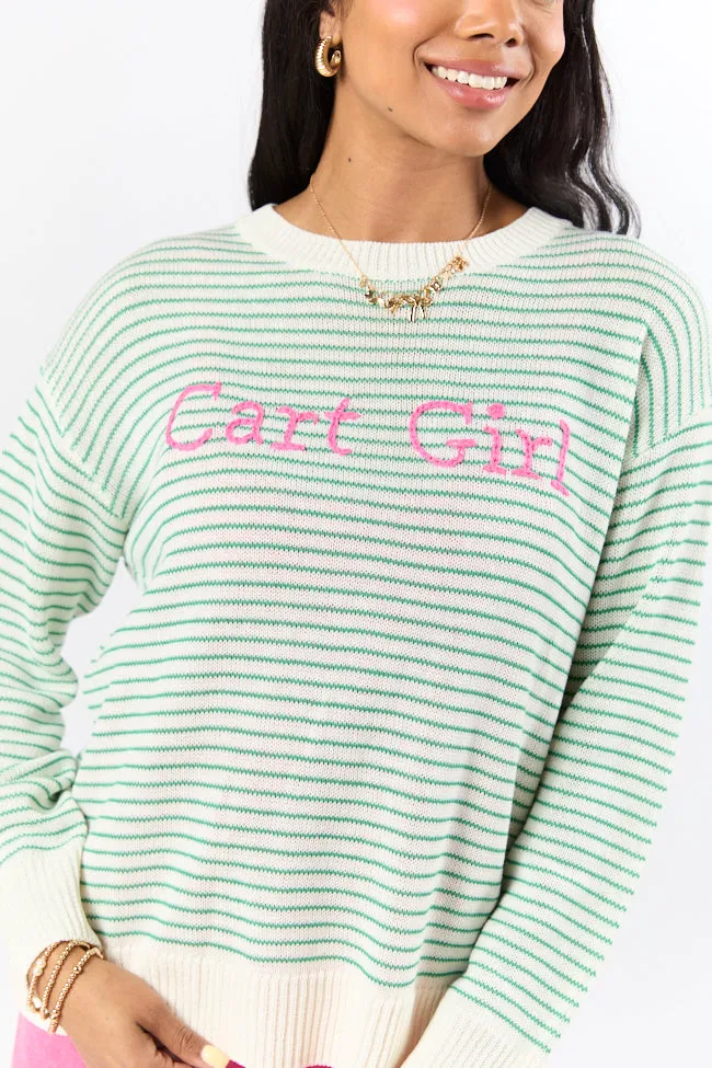Cart Girl Green and Pink Striped Sweater