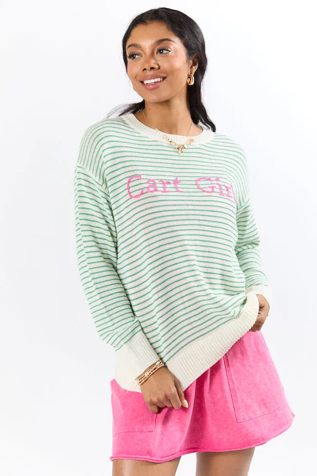 Cart Girl Green and Pink Striped Sweater