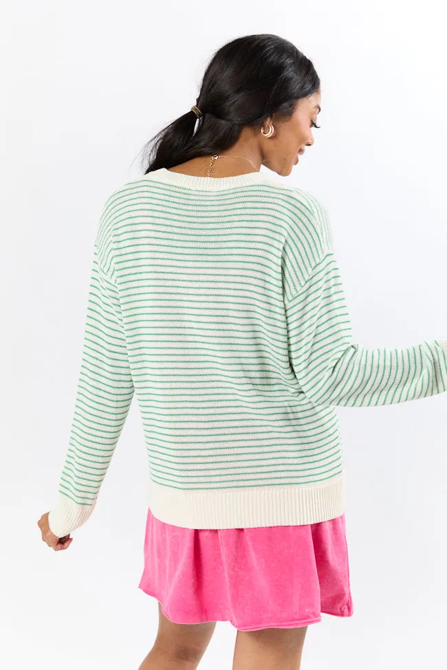 Cart Girl Green and Pink Striped Sweater