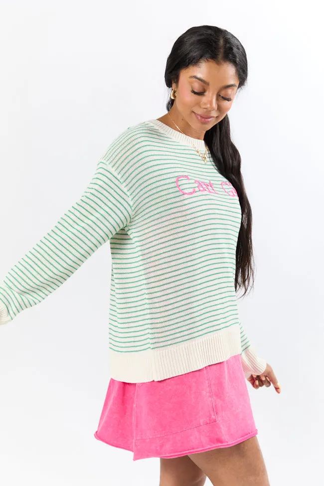 Cart Girl Green and Pink Striped Sweater