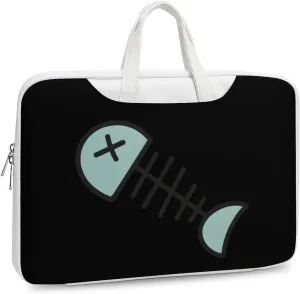 Cartoon Fish Bone Leather Bag Laptop Case Slim Water Resistant Computer Bags with Handle Briefcase for Work
