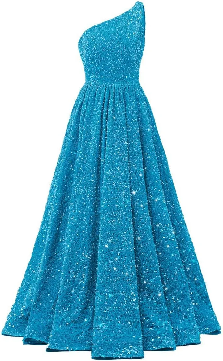 Changuan One Shoulder Sequin Prom Dresses for Women 2025 Long Sparkly Ball Gowns Formal Dress A Line Evening Party Gowns