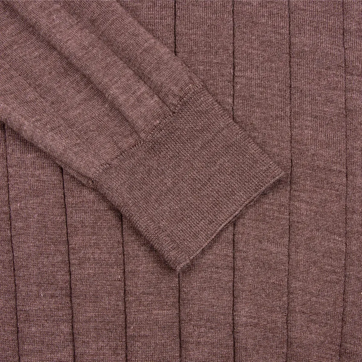 Chocolate Fine Wool & Silk Zip-Neck Polo