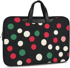 Christmas Polka Dots Leather Bag Laptop Case Slim Water Resistant Computer Bags with Handle Briefcase for Work