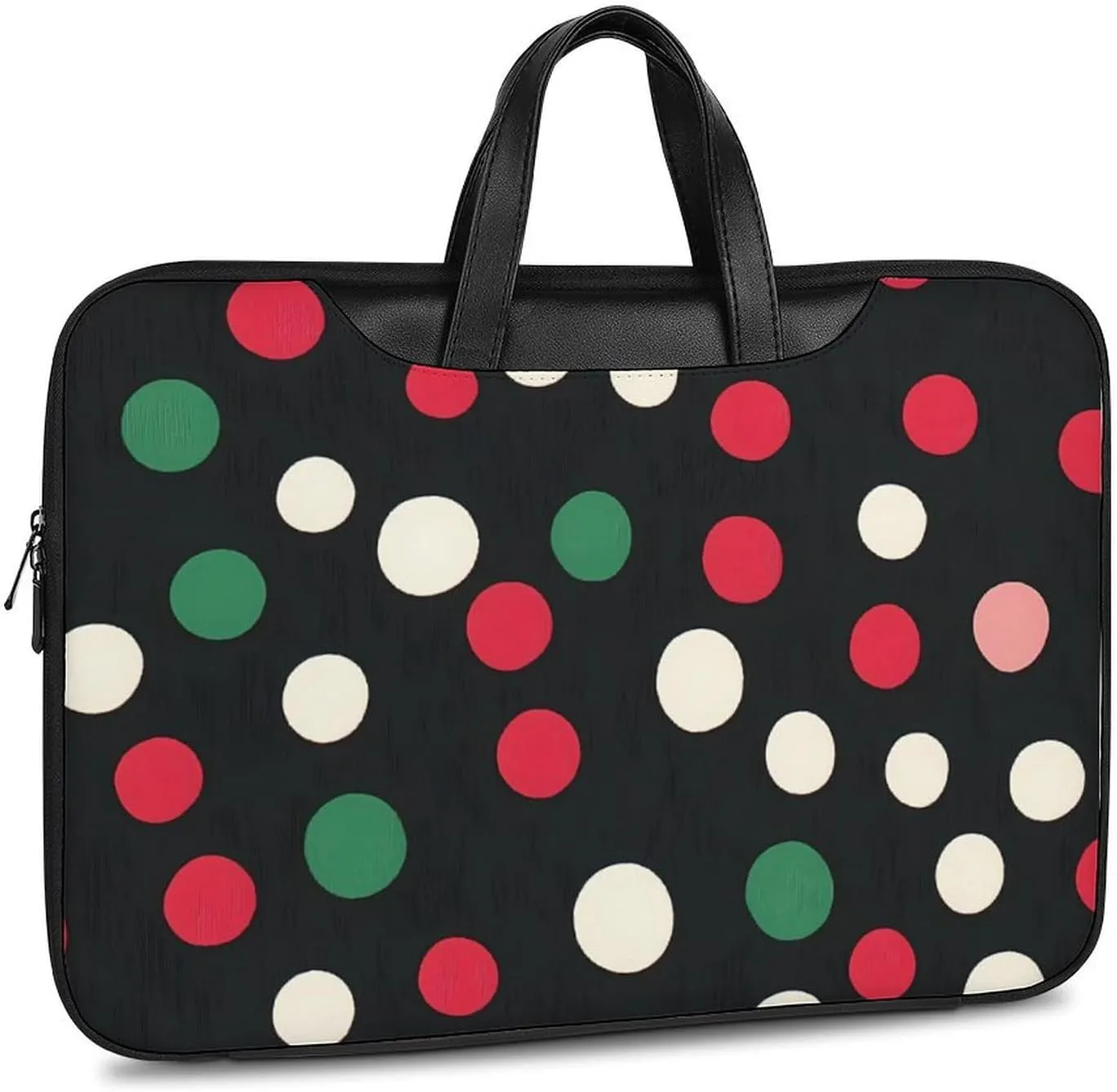 Christmas Polka Dots Leather Bag Laptop Case Slim Water Resistant Computer Bags with Handle Briefcase for Work