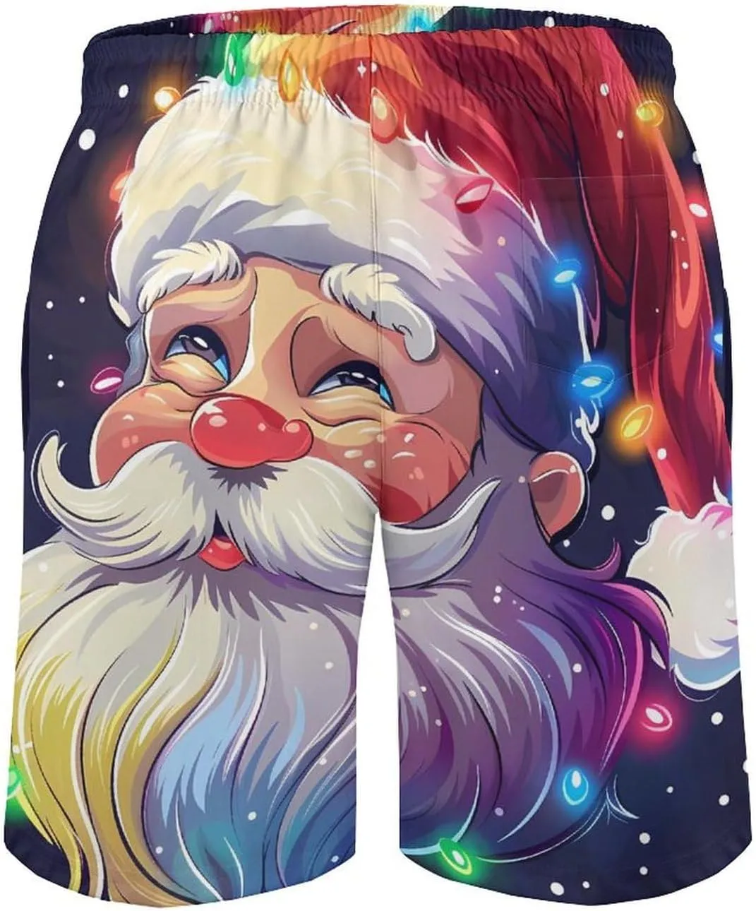 Christmas Sparkly Glitter Santa Men's Swim Trunks Quick Dry Board Shorts Breathable Summer Beach Shorts Bathing Suits