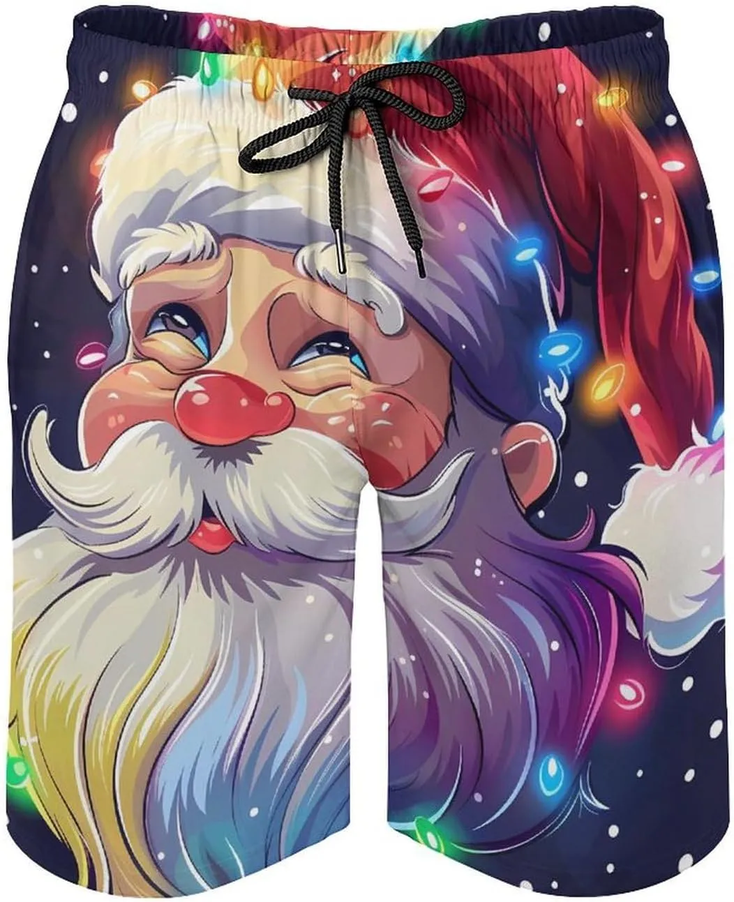 Christmas Sparkly Glitter Santa Men's Swim Trunks Quick Dry Board Shorts Breathable Summer Beach Shorts Bathing Suits