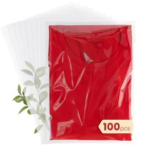 Clear Cellophane Bags 9x12 Inch  100 count Sealable Plastic Bags for Clothing Packaging  Clear Poly Bag for Shipping Shirts, Hoodies