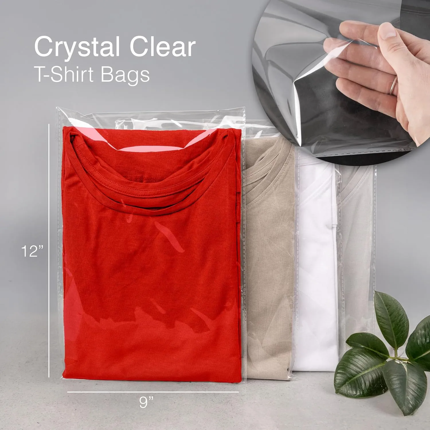 Clear Cellophane Bags 9x12 Inch  100 count Sealable Plastic Bags for Clothing Packaging  Clear Poly Bag for Shipping Shirts, Hoodies