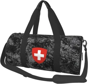 Coat of Arms of Switzerland Convertible Garment Bag with Shoulder Strap, Carry on Garment Duffel Bag for Men Women - Rolling Foldable for Travel Luggage Bags (Black)