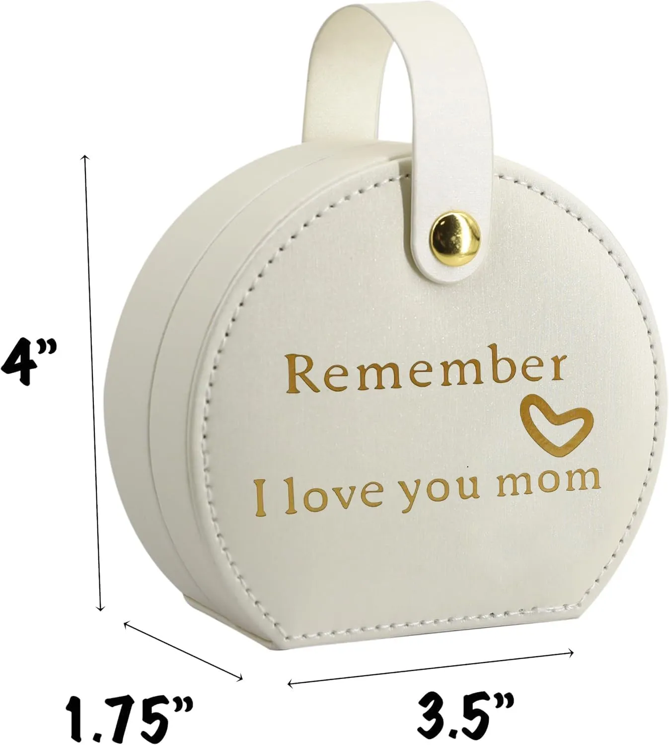 COLLECTIVE HOME - Travel Jewelry Case, Elegant Half-Moon Design with Heartfelt Message, Detachable Handle, Personalized Mother's Day Gift, Cherishing Special Moments (Remember I love you mom)
