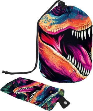 Cool Pop Art Dinosaur World Travel Cosmetic Bags Makeup Bag for Women, Foldable Drawstring Travel Cosmetic Bags, Portable Toiletry Bucket Bag