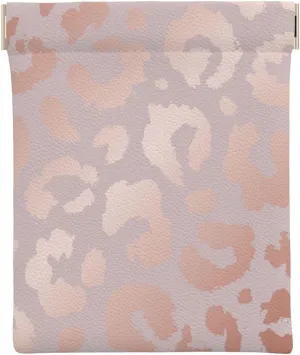 Cosmetic Bag Cosmetic Travel Bag, PU Leather Makeup Bag Squeeze, Mini Travel Storage Bag Compatible with Cheetah Skin Wild Animal Pink Rose Gold Leopard Print for Cosmetics Earphones Jewelry