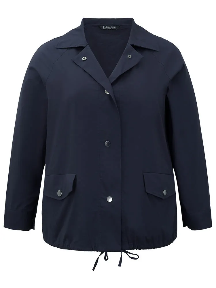 Cotton Button Fly Drawstring Hem Coat