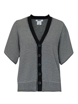 Cotton Silk Blend Striped Cardigan