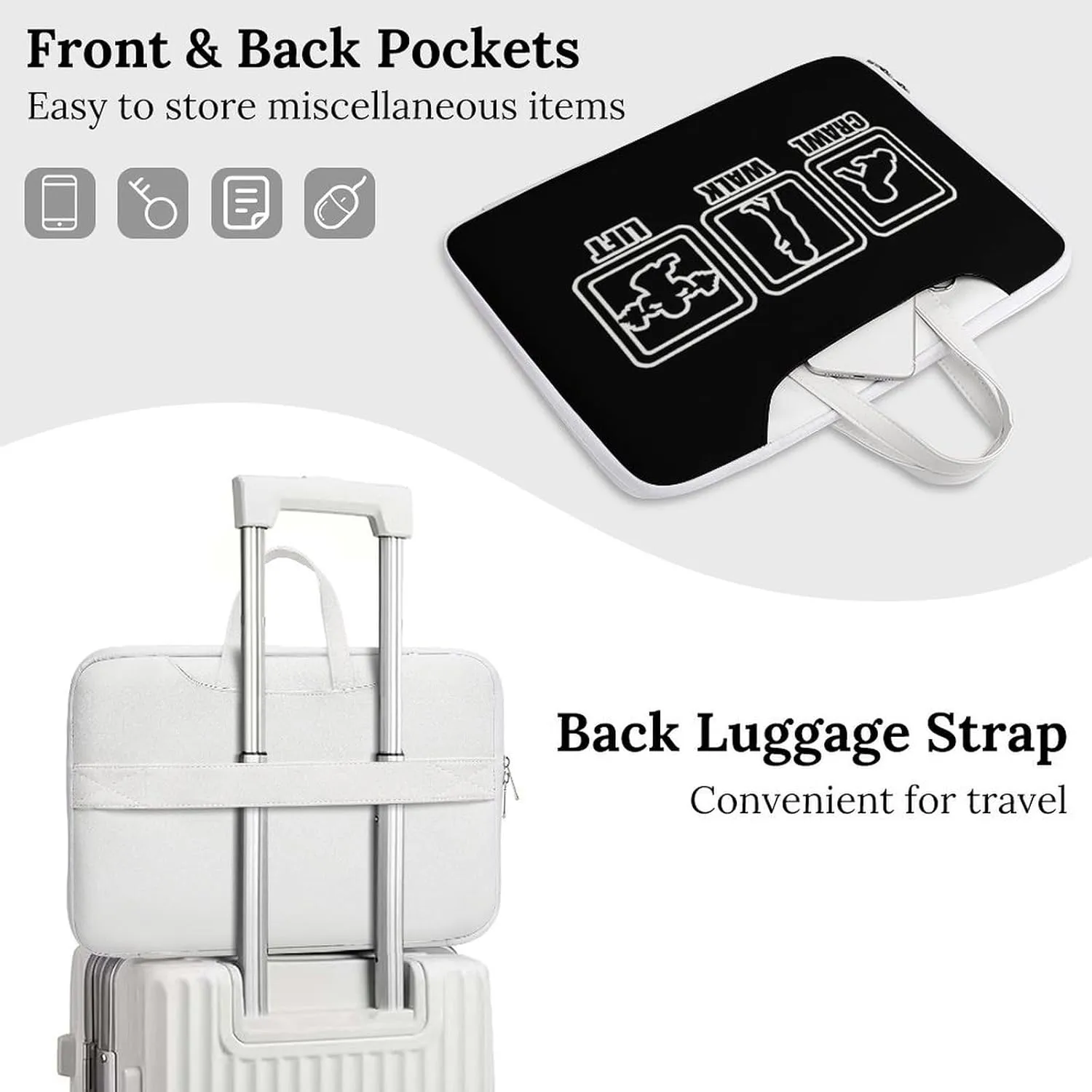 Crawl Walk Lift Leather Bag Laptop Case Slim Water Resistant Computer Bags with Handle Briefcase for Work