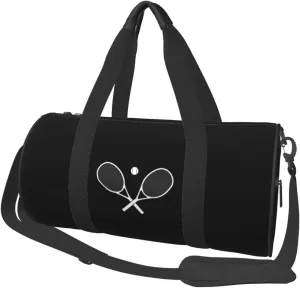 Crossed Racket and Tennis Convertible Garment Bag with Shoulder Strap, Carry on Garment Duffel Bag for Men Women - Rolling Foldable for Travel Luggage Bags (Black)