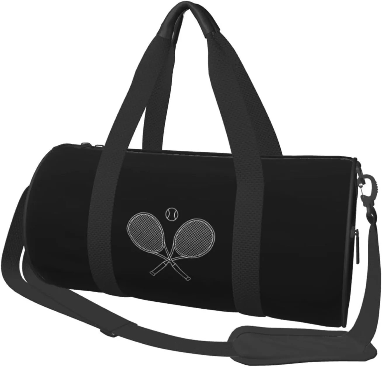 Crossed Racket and Tennis Convertible Garment Bag with Shoulder Strap, Carry on Garment Duffel Bag for Men Women - Rolling Foldable for Travel Luggage Bags (Black)