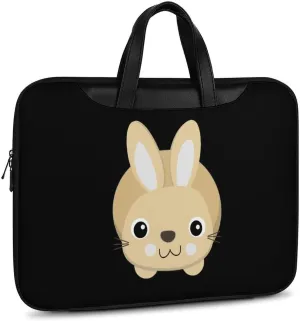 Cute Bunny Rabbit Leather Bag Laptop Case Slim Water Resistant Computer Bags with Handle Briefcase for Work