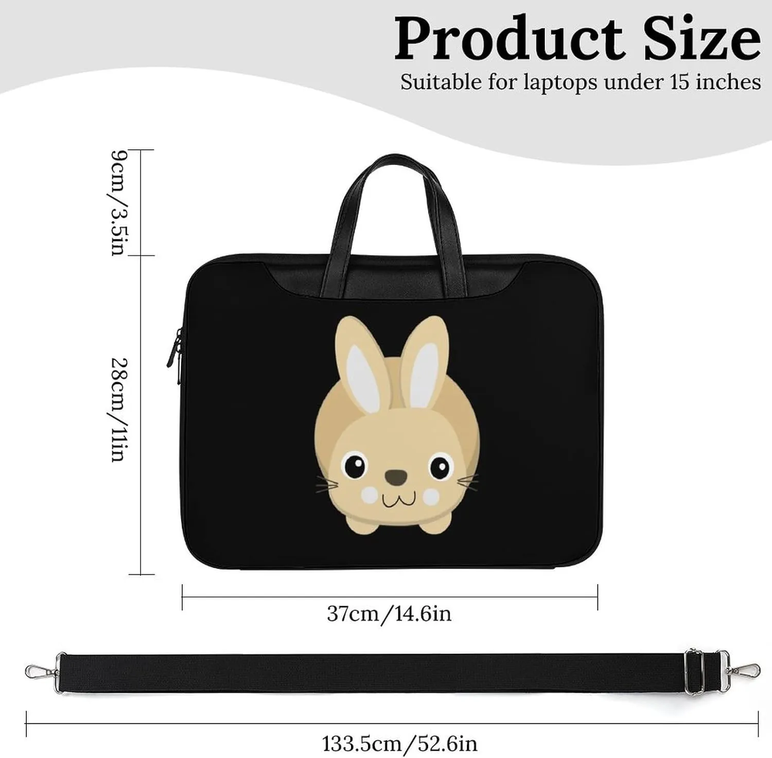 Cute Bunny Rabbit Leather Bag Laptop Case Slim Water Resistant Computer Bags with Handle Briefcase for Work