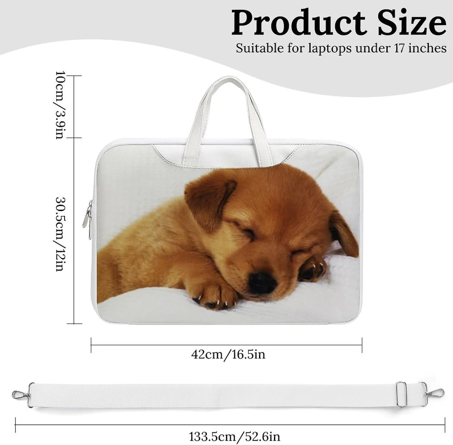 Cute Little Dog Leather Bag Laptop Case Slim Water Resistant Computer Bags with Handle Briefcase for Work