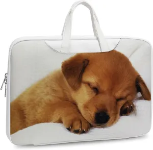 Cute Little Dog Leather Bag Laptop Case Slim Water Resistant Computer Bags with Handle Briefcase for Work