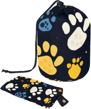 Cute Puppy Dog Paw Travel Cosmetic Bags Makeup Bag for Women, Foldable Drawstring Travel Cosmetic Bags, Portable Toiletry Bucket Bag