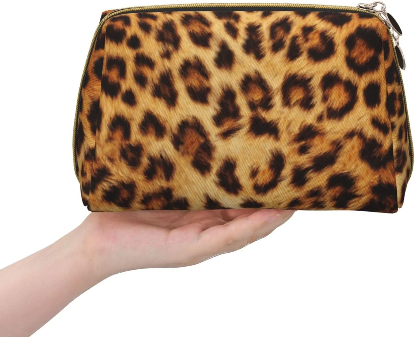 Cute Zipper Cosmetic Pouch Bag for Women, Waterproof Travel Carrying Bag Compatible With Wild Animal Cheetah Leopard Print, Makeup Coin Case, Portable Storage Bag for Office