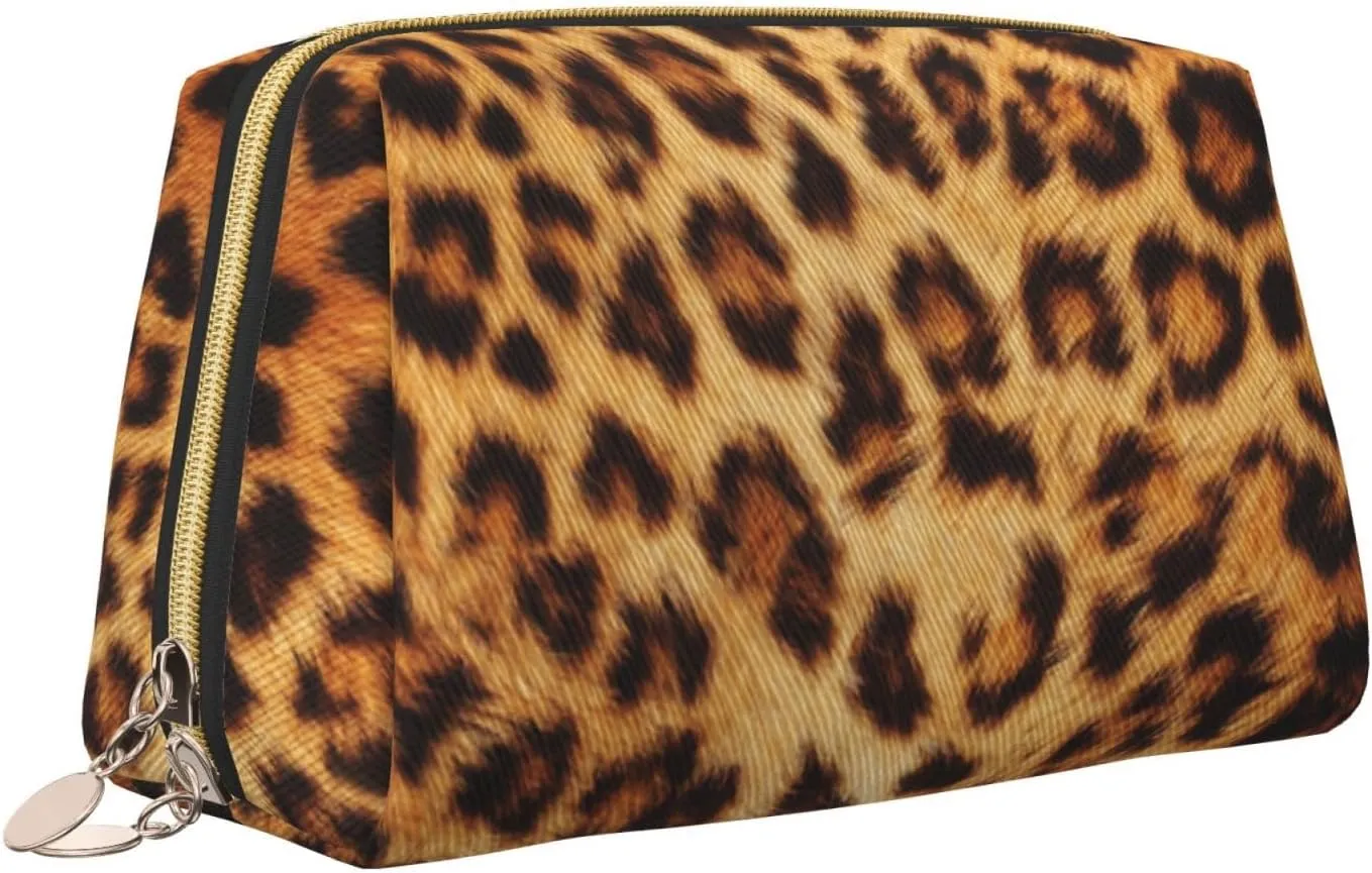Cute Zipper Cosmetic Pouch Bag for Women, Waterproof Travel Carrying Bag Compatible With Wild Animal Cheetah Leopard Print, Makeup Coin Case, Portable Storage Bag for Office