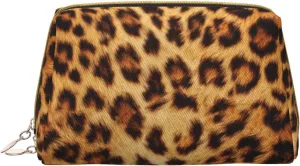 Cute Zipper Cosmetic Pouch Bag for Women, Waterproof Travel Carrying Bag Compatible With Wild Animal Cheetah Leopard Print, Makeup Coin Case, Portable Storage Bag for Office