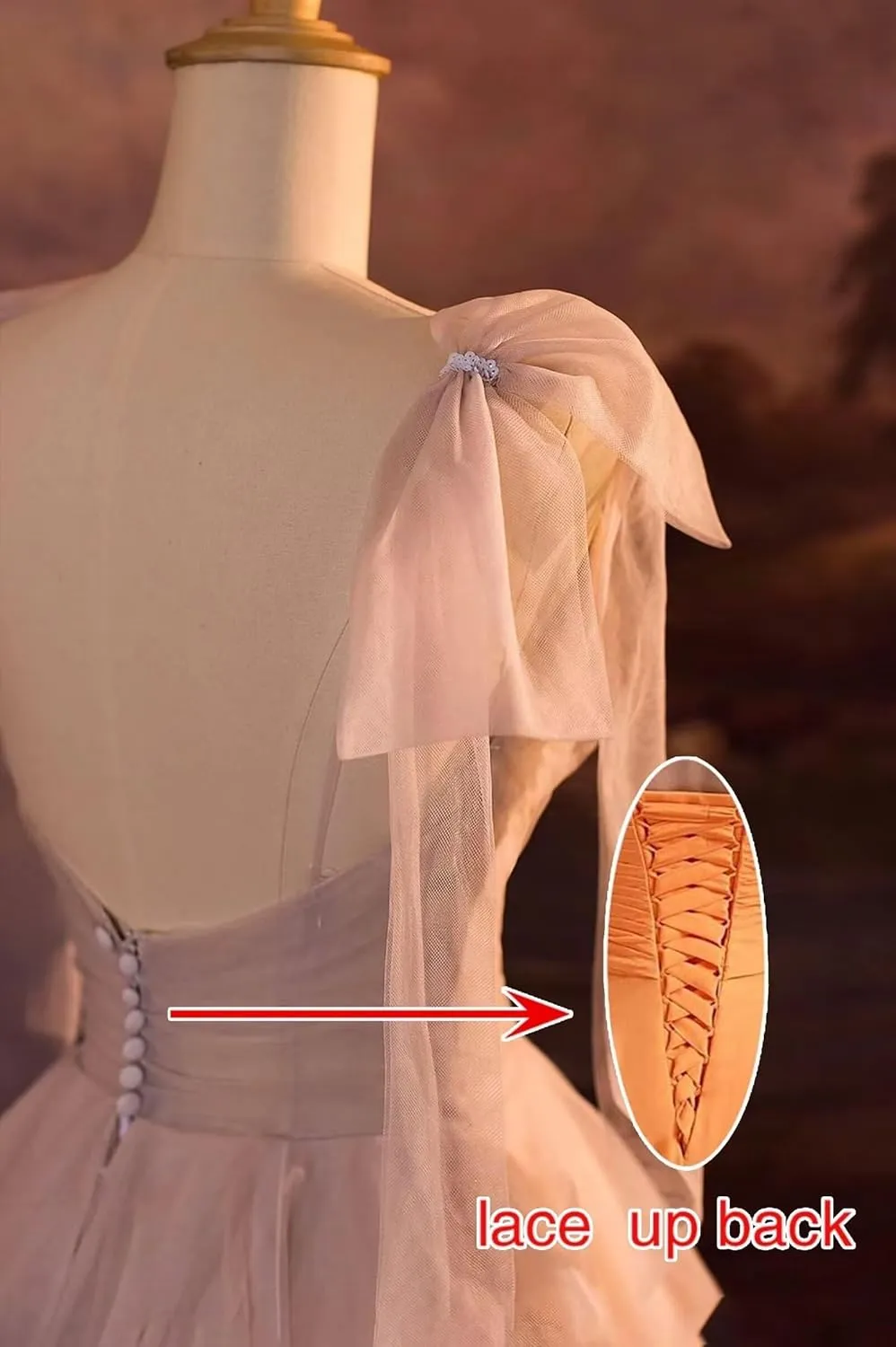 CWOAPO Layered Ruffles Tulle Prom Dresses Spaghetti Strap Ball Gowns Long Elegant V Neck Bow Formal Evening Dress 2025