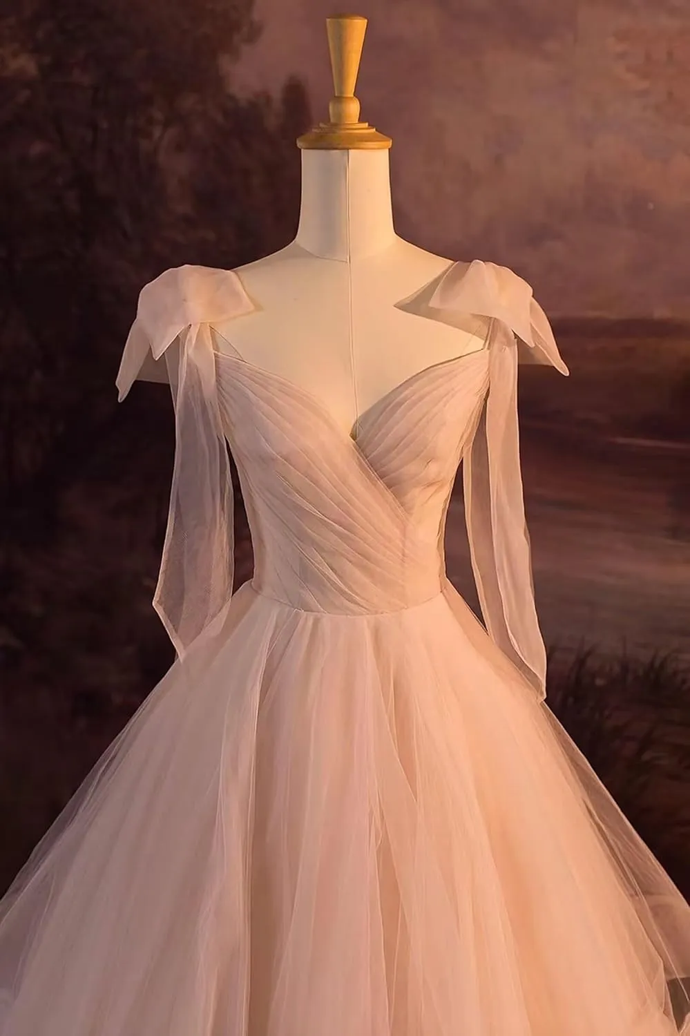 CWOAPO Layered Ruffles Tulle Prom Dresses Spaghetti Strap Ball Gowns Long Elegant V Neck Bow Formal Evening Dress 2025
