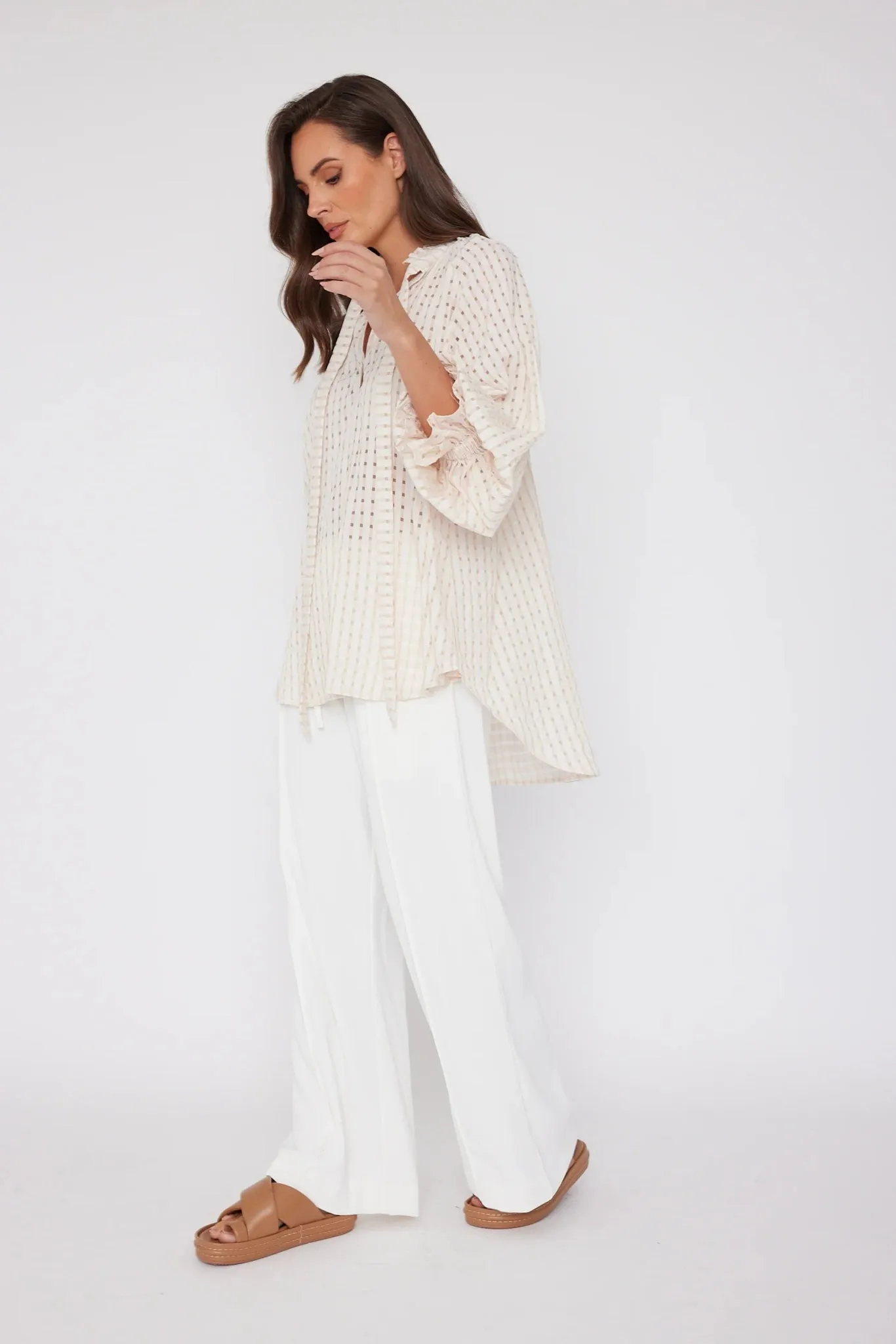 Danill Chequer Blouse | Beige